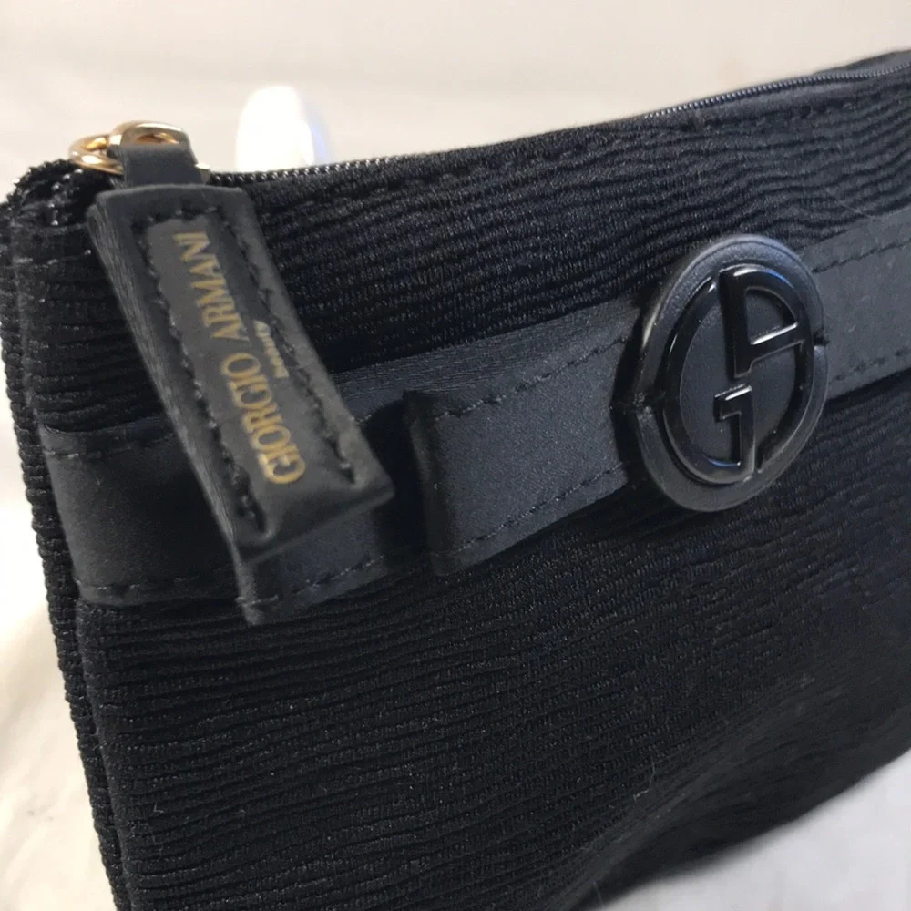 Black Giorgio Armani My Way Textured Clutch Purse Travel Cosmetics Bag NWOT